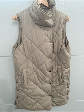 Mint Velvet Quilted Sleeveless Puffer Vest - Taupe - S
